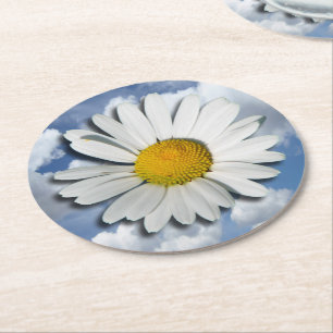 Dessous-de-verre Rond En Papier Only a Marguerite Blossom + your text & ideas
