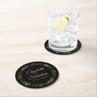 Or sur Black Elegant Lacy Floral Filigree Mariage