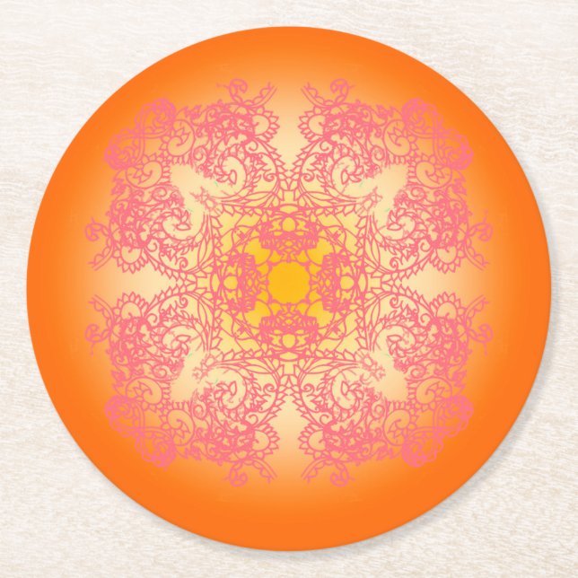 Dessous-de-verre Rond En Papier orange (Devant)