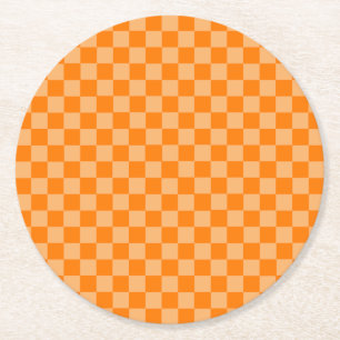 Dessous-de-verre Rond En Papier Orange Combination Checkerboard par ShirleyTaylor