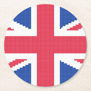 Dessous-de-verre Rond En Papier Original cross-stitch design Union Jack