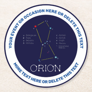 Dessous-de-verre Rond En Papier Orion de constellation de l'hémisphère nord