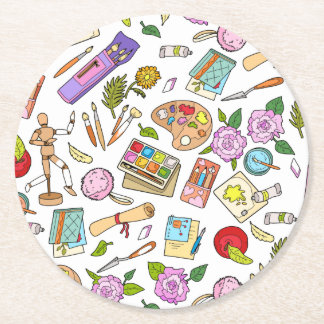 Dessous-de-verre Rond En Papier Outils de peinture Impressions