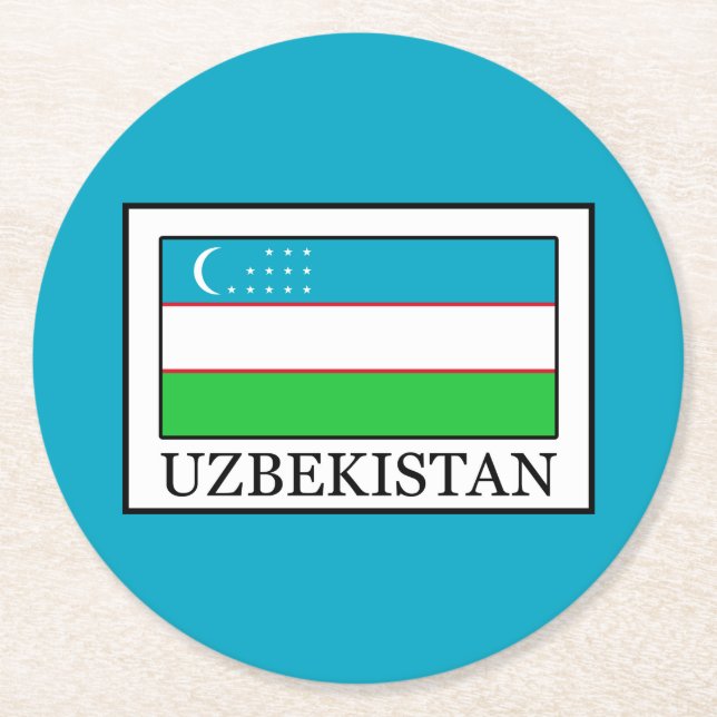 Dessous-de-verre Rond En Papier Ouzbékistan (Devant)