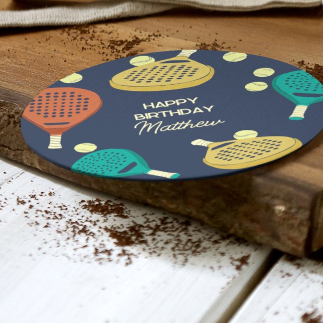 Dessous-de-verre Rond En Papier Padel Tennis Thème Personnalisé (Créateur téléchargé)