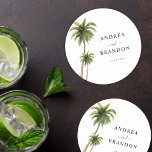 Dessous-de-verre Rond En Papier Palm Tree Tropical Beach Coast Destination Mariage<br><div class="desc">Ces élégants dessous de verre de palmiers ajouteraient à vos provisions de mariage ! Ajoutez facilement vos propres détails en cliquant sur l'option "personnaliser".</div>
