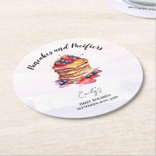 Dessous-de-verre Rond En Papier Pancakes et Pacificateurs Baby shower Brunch