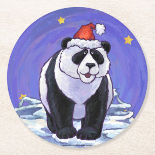 Dessous-de-verre Rond En Papier Panda Bear Noël