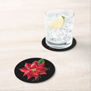 Dessous-de-verre Rond En Papier Papier Dessous de verre de Noël Joyeux Fêtes Poins