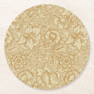 Dessous-de-verre Rond En Papier Papier peint floral Poppy de William Morris