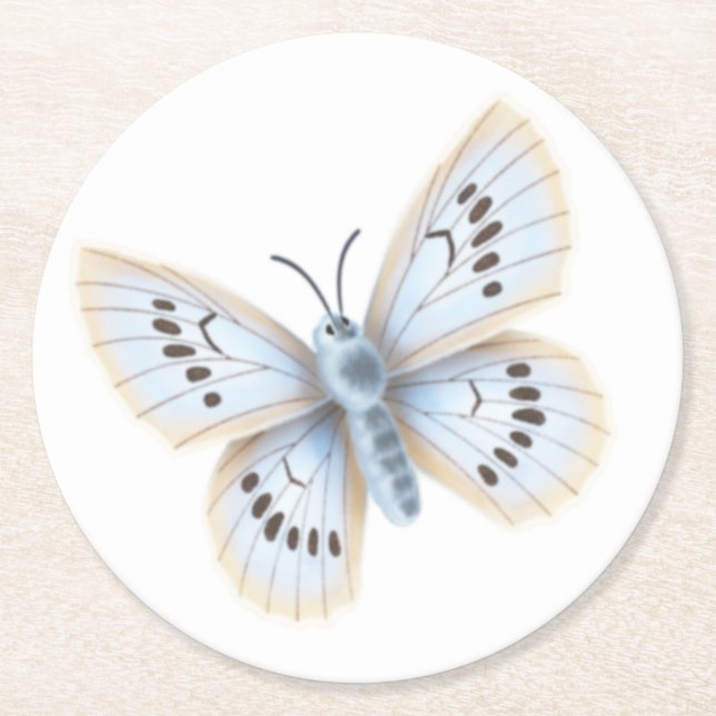 Dessous-de-verre Rond En Papier Papillon bleu Nature Jardin Animal (Devant)