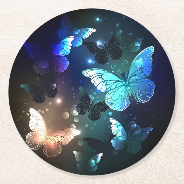 Dessous-de-verre Rond En Papier Papillon de nuit (Devant)