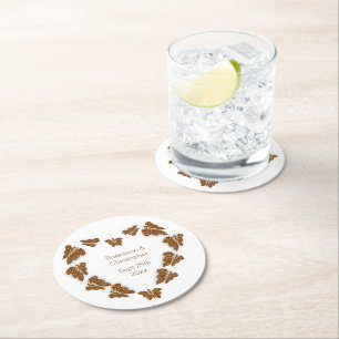 Dessous-de-verre Rond En Papier Papillons couleur chocolat Mariage design