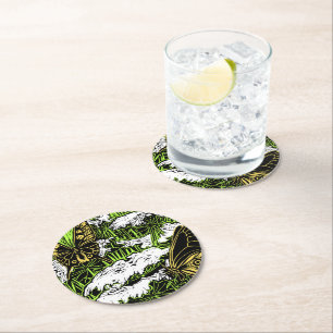 Dessous-de-verre Rond En Papier Papillons et dentelle de la reine Anne