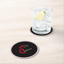 Dessous-de-verre Rond En Papier Papillons gris blanc Noir avec Bow rouge