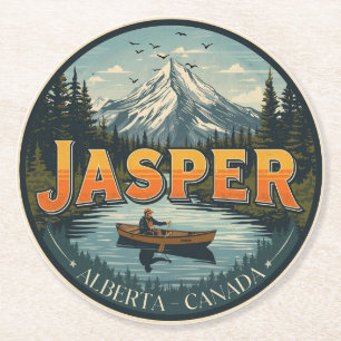 Dessous-de-verre Rond En Papier Parc national Jasper, aventure dans les montagnes