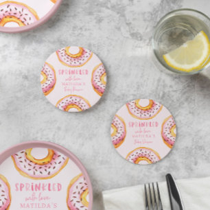 Dessous-de-verre Rond En Papier Parsemé de baby shower beigne rose d'amour