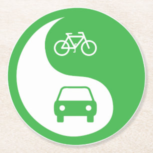 Dessous-de-verre Rond En Papier Partager la route Yin Yang