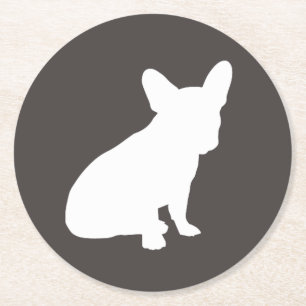 Dessous-de-verre Rond En Papier Parti Silhouette de Bulldog