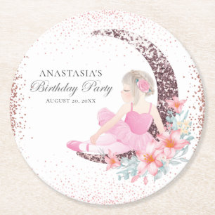 Dessous-de-verre Rond En Papier Parties scintillant Ballerina Anniversaire Personn
