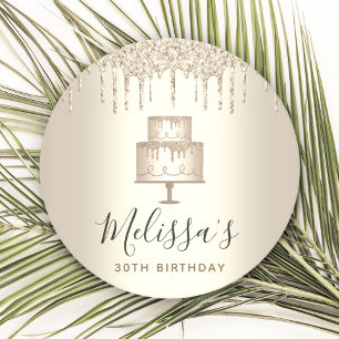 Dessous-de-verre Rond En Papier Parties scintillant de gâteau en or de fête goutte