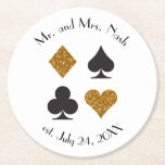 Dessous-de-verre Rond En Papier Parties scintillant d'or Las Vegas Mariage CustomD<br><div class="desc">Parfait pour une fête à thème Las Vegas ou casino,  customisez ces dessous de verre avec votre propre texte !</div>