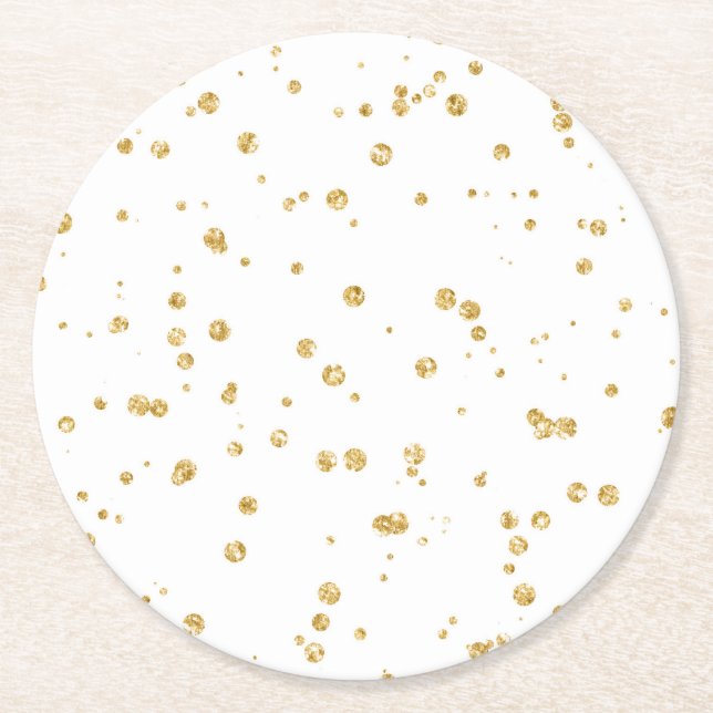 Dessous-de-verre Rond En Papier Parties scintillant Faux Gold Confetti Soirée de M (Devant)