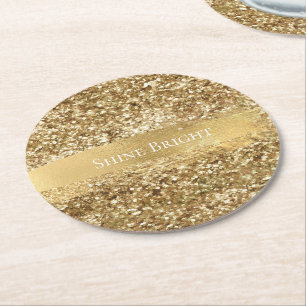 Dessous-de-verre Rond En Papier Parties scintillant Gold Sparkle      