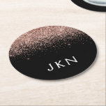 Dessous-de-verre Rond En Papier Parties scintillant rose or rose pâle Monogramme I<br><div class="desc">Black and Rose Gold - Blush Pink Sparkle Parties scintillant Monogramme Nom Dessous de verre papier. Cela fait le cadeau parfait de remise de diplômes,  anniversaire,  mariage,  douche nuptiale,  anniversaire,  baby shower ou bachelorette pour quelqu'un qui aime le luxe glam et les styles chic.</div>