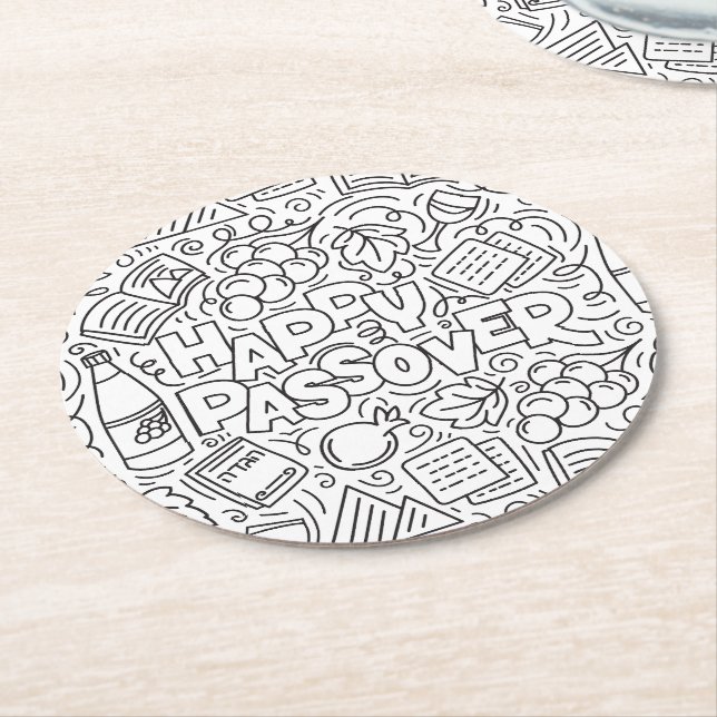 Dessous-de-verre Rond En Papier Passover Coaster (Incliné)