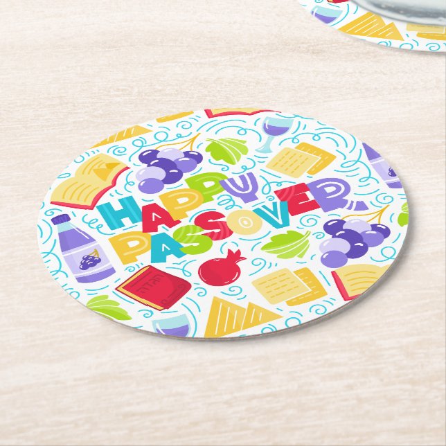 Dessous-de-verre Rond En Papier Passover Festive Paper Coaster (Incliné)