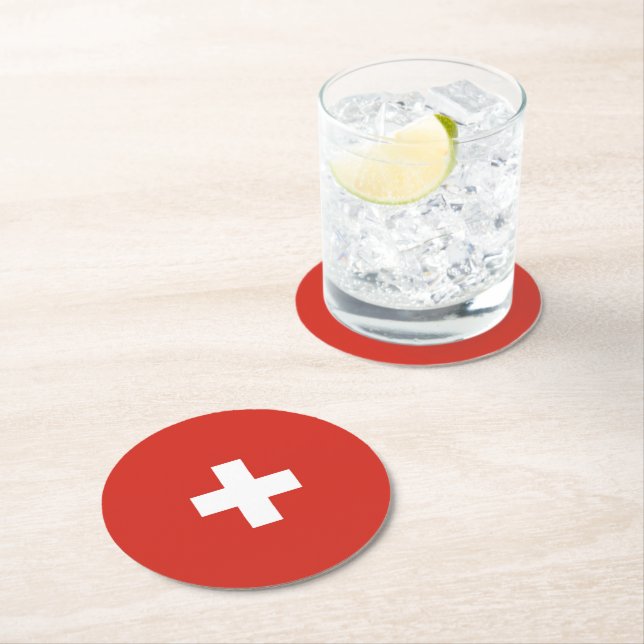 Dessous-de-verre Rond En Papier pavillon suisse (En situation)