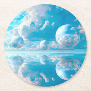 Dessous-de-verre Rond En Papier Paysage de nature surréaliste ciel rêveur
