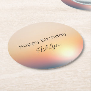 Dessous-de-verre Rond En Papier Peach Blue Purple Sunrise Anniversaire