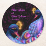 Dessous-de-verre Rond En Papier Peacock Jewel Tones Mariage Floral Moody violet<br><div class="desc">Les couleurs riches et les motifs complexes de paon ajoutent une touche de luxe à chaque table. Ces dessous de verre vous permettent d'imprégner sans effort vos détails mariages du charme majestueux des paons et des tons bijoux. Des violets profonds, des bleus luxueux et de l'or radieux s'unissent pour créer...</div>