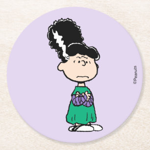 Dessous-de-verre Rond En Papier Peanuts Lucy Mariée de Frankenstein Halloween