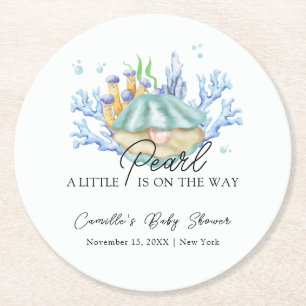 Dessous-de-verre Rond En Papier Pearl Océanique Moderne Sous Le Baby shower De Mer