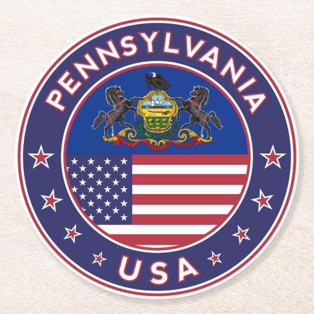 Dessous-de-verre Rond En Papier Pennsylvanie (Devant)