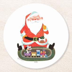 Dessous-de-verre Rond En Papier Père Noël avec le train