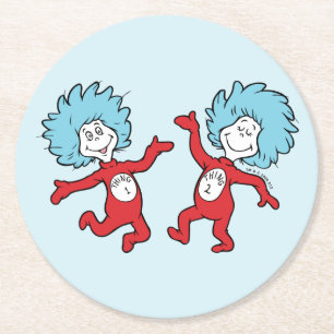 Dessous-de-verre Rond En Papier Personnage Chose 1 et Chose 2 de Dr Seuss