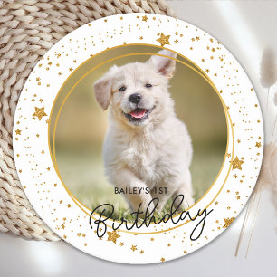 Dessous-de-verre Rond En Papier Personnalisé Animal Photo Gold Parties scintillant