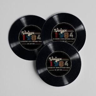 Dessous-de-verre Rond En Papier Personnalisé N'Importe Quel Âge Vintage Photo Pers