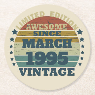 Dessous-de-verre Rond En Papier Personnalisé Trente vintage 30e anniversaire