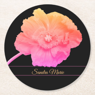 Dessous-de-verre Rond En Papier Personnaliser Girl Rose Poppy fleur ronde