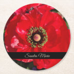 Dessous-de-verre Rond En Papier Personnaliser la fleur de pavot rouge<br><div class="desc">Personnaliser Dessous de verre de papier rond de fleur de pavot rouge</div>