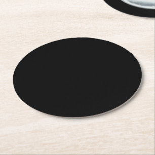 Dessous-de-verre Rond En Papier Personnaliser simple Noir couleur solide