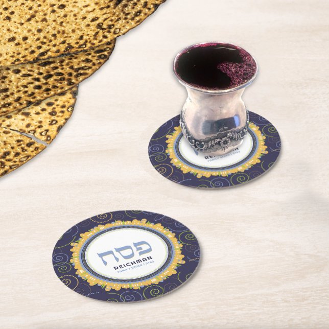Dessous-de-verre Rond En Papier Pessah Pesach Personnalisé Seder Jérusalem (Créateur téléchargé)