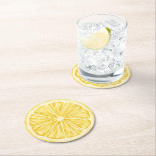 Dessous-de-verre Rond En Papier Petit amour en route Baby shower au citron