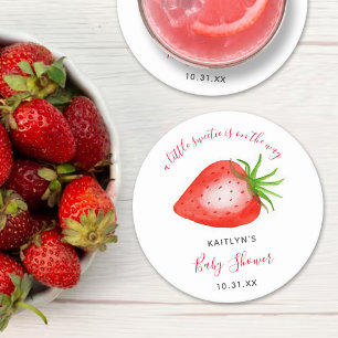 Dessous-de-verre Rond En Papier Petit Baby shower de fraises doux