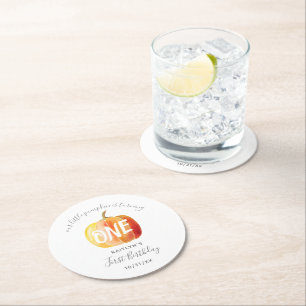 Dessous-de-verre Rond En Papier Petit Citrouille 1er anniversaire